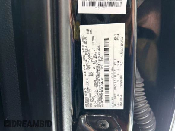 2019 Ford F-150 XL with VIN 1FTEW1E44KFC64781, listed as a IAAI auction lot 42825513 with 168,207 mi miles and . Bid and sale history available at DreamBid. Image 6.