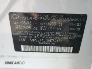 2013 Hyundai Sonata GLS z VIN 5NPEB4AC1DH762455, wystawiony jako Copart lot #56023415 z przebiegiem 176 308 mil mil oraz Czysty tytuł • Clean title. Historia ofert i sprzedaży dostępna na DreamBid. Obrazek 12.