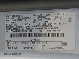 2019 Ford Transit Passenger XL with VIN 1FBAX2CG0KKA94381, listed as a Copart auction lot 56016815 with 139,966 mi miles and Salvage Title. Bid and sale history available at DreamBid. Image 13.