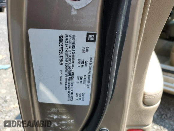 2006 Cadillac DTS 1SC z VIN 1G6KD57Y26U175599, wystawiony jako Copart lot #59149155 z przebiegiem 172 952 mil mil oraz Czysty tytuł • Clean title. Historia ofert i sprzedaży dostępna na DreamBid. Obrazek 12.