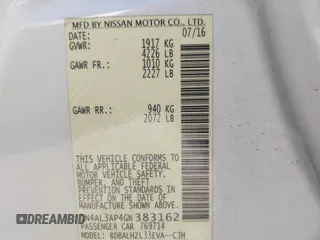 2016 Nissan Altima S with VIN 1N4AL3AP4GN383162, listed as a IAAI auction lot 41847306 with 120,946 mi miles and . Bid and sale history available at DreamBid. Image 9.