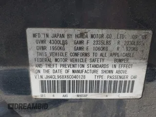 2006 Acura TSX with VIN JH4CL968X6C040128, listed as a IAAI auction lot 42054197 with 245,884 mi miles. Bid and sale history available at carsss.com. Image 9.