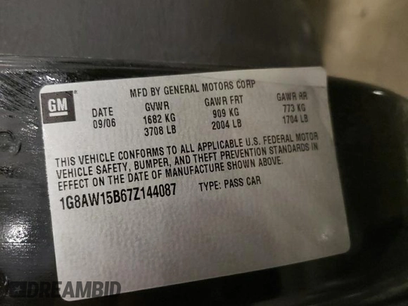 2007 Saturn ION z VIN 1G8AW15B67Z144087, wystawiony jako Copart lot #83851764 z przebiegiem 140 636 mil mil oraz Szkody całkowita. Historia ofert i sprzedaży dostępna na DreamBid. Obrazek 12.