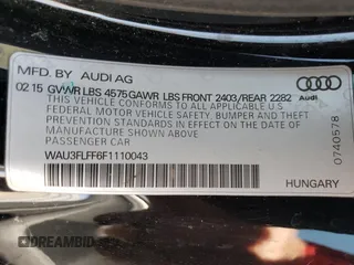 2015 Audi A3 2.0T Premium Plus with VIN WAU3FLFF6F1110043, listed as a Copart auction lot 52631475 with 80,467 mi miles and Salvage Title. Bid and sale history available at carsss.com. Image 12.