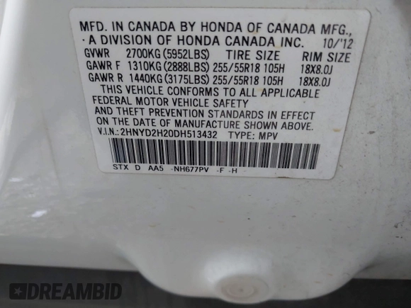2013 Acura MDX with VIN 2HNYD2H20DH513432, listed as a IAAI auction lot 41458326 with 121,972 mi miles. Bid and sale history available at carsss.com. Image 9.