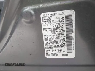 2020 Nissan Rogue S with VIN JN8AT2MT2LW036693, listed as a IAAI auction lot 42176450 with 101,642 mi miles and . Bid and sale history available at DreamBid. Image 9.