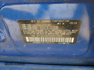 2019 Subaru WRX with VIN JF1VA1A65K9812054, listed as a IAAI auction lot 41525671 with 123,216 mi miles and . Bid and sale history available at DreamBid. Image 9.
