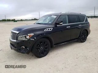 2012 Infiniti QX56 7-passenger with VIN JN8AZ2NE5C9016354, listed as a Copart auction lot 53390775 with 209,990 mi miles and Salvage Title. Bid and sale history available at carsss.com. Image 1.