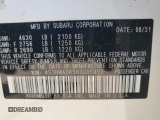 2022 Subaru Legacy Premium with VIN 4S3BWAD65N3006992, listed as a Copart auction lot 61456455 with 15,271 mi miles and Salvage title. Bid and sale history available at DreamBid. Image 13.