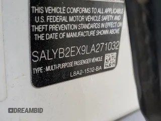 2020 Land Rover Range Rover Velar S with VIN SALYB2EX9LA271032, listed as a Copart auction lot 45628254 with 43,193 mi miles. Bid and sale history available at carsss.com. Image 12.