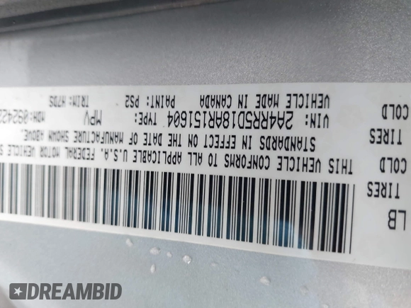 2010 Chrysler Town & Country Touring with VIN 2A4RR5D18AR151604, listed as a IAAI auction lot 42208309 with 207,886 mi miles and . Bid and sale history available at DreamBid. Image 9.