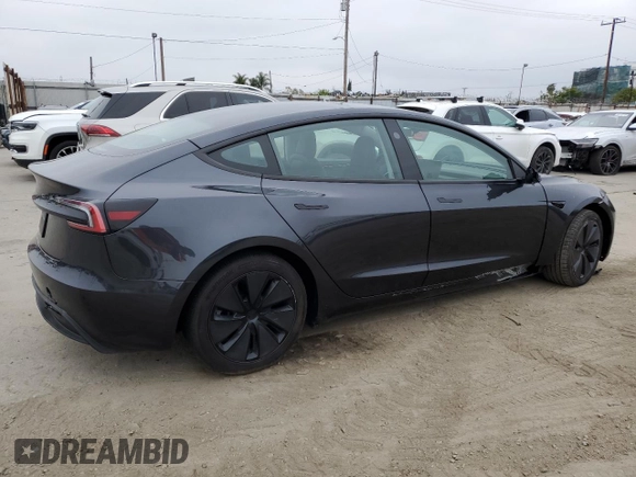 2024 Tesla Model 3 with VIN 5YJ3E1EA3RF737102, listed as a Copart auction lot 55321685 with 9,638 mi miles and Salvage Title. Bid and sale history available at carsss.com. Image 3.