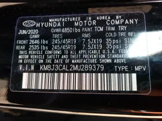 2021 Hyundai Tucson Sport with VIN KM8J3CAL2MU289379, listed as a Copart auction lot 64963531 with 10,453 mi miles and Salvage Title. Bid and sale history available at carsss.com. Image 10.