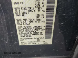 2011 Nissan Xterra S z VIN 5N1AN0NWXBC504569, wystawiony jako Copart lot #57297355 z przebiegiem 151 680 mil mil oraz Szkoda całkowita • Salvage title. Historia ofert i sprzedaży dostępna na DreamBid. Obrazek 13.
