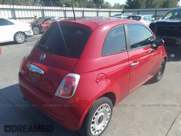 2013 FIAT 500 Pop with VIN 3C3CFFARXDT739174, listed as a IAAI auction lot 28333756 with 32,884 mi miles. Bid and sale history available at carsss.com. Image 4.