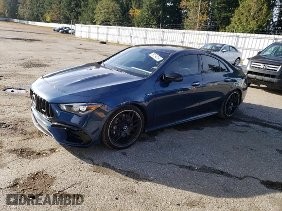 2021 Mercedes-Benz CLA 45 AMG with VIN W1K5J5DB5MN186242, listed as a Copart auction lot 79274274 with 26,166 mi miles and Salvage Title. Bid and sale history available at DreamBid. Image 1.