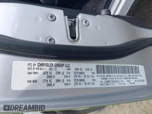 2013 Ram 1500 Express with VIN 1C6RR6FT2DS538346, listed as a IAAI auction lot 42177781 with 193,989 mi miles and . Bid and sale history available at DreamBid. Image 9.