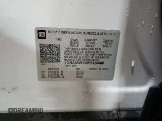 2023 Chevrolet Equinox RS with VIN 3GNAXWEG9PS110886, listed as a Copart auction lot 52318225 with 28,557 mi miles and Salvage title. Bid and sale history available at DreamBid. Image 13.