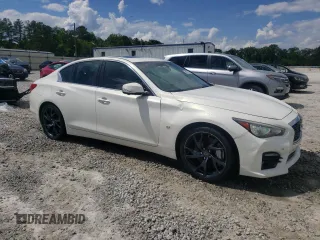 2015 Infiniti Q50 Premium with VIN JN1BV7APXFM343157, listed as a Copart auction lot 56876025 with 109,054 mi miles and Salvage title. Bid and sale history available at DreamBid. Image 4.