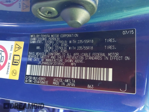 2015 Lexus NX 200t with VIN JTJYARBZ6F2018562, listed as a IAAI auction lot 41589952 with 161,182 mi miles. Bid and sale history available at carsss.com. Image 9.