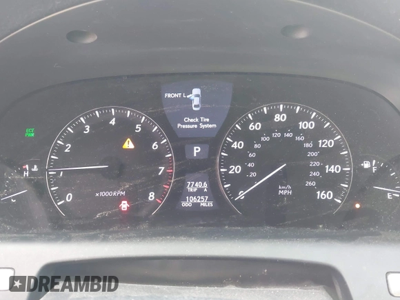 2007 Lexus LS 460 with VIN JTHBL46F375050759, listed as a IAAI auction lot 41848554 with 106,257 mi miles. Bid and sale history available at carsss.com. Image 7.