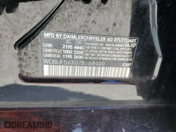 2007 Mercedes-Benz E 350 with VIN WDBUF56X07B168400, listed as a Copart auction lot 55440225 with 207,664 mi miles and Clean Title. Bid and sale history available at carsss.com. Image 12.