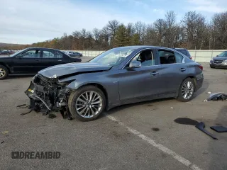 2018 Infiniti Q50 3.0t LUXE with VIN JN1EV7AR0JM444389, listed as a Copart auction lot 45236375 with 126,539 mi miles and Salvage Title. Bid and sale history available at carsss.com. Image 1.