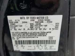 2010 Ford Escape Limited with VIN 1FMCU0EG2AKD40114, listed as a Copart auction lot 63455025 with 120,112 mi miles and Salvage title. Bid and sale history available at DreamBid. Image 13.
