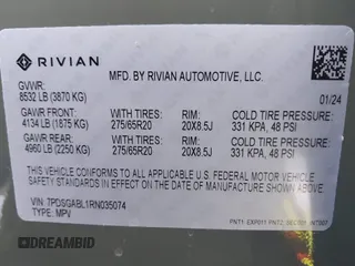2024 Rivian R1S Launch Edition with VIN 7PDSGABL1RN035074, listed as a IAAI auction lot 41276556 with Not Provided miles. Bid and sale history available at carsss.com. Image 9.