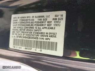 2016 Honda Odyssey EX-L with VIN 5FNRL5H64GB089426, listed as a IAAI auction lot 41809793 with 89,413 mi miles. Bid and sale history available at carsss.com. Image 9.