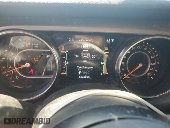 2020 Jeep Wrangler Unlimited Black and Tan with VIN 1C4HJXDGXLW221705, listed as a Copart auction lot 56224785 with 82,360 mi miles and Salvage title. Bid and sale history available at DreamBid. Image 9.