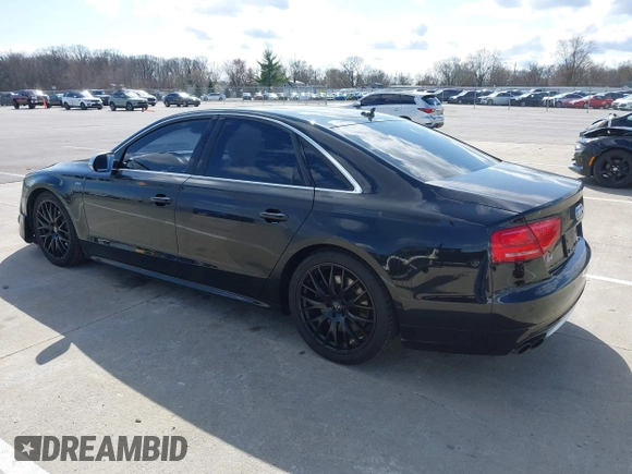 2013 Audi S8 with VIN WAUD2AFD6DN021372, listed as a IAAI auction lot 41983495 with 159,832 mi miles. Bid and sale history available at carsss.com. Image 3.