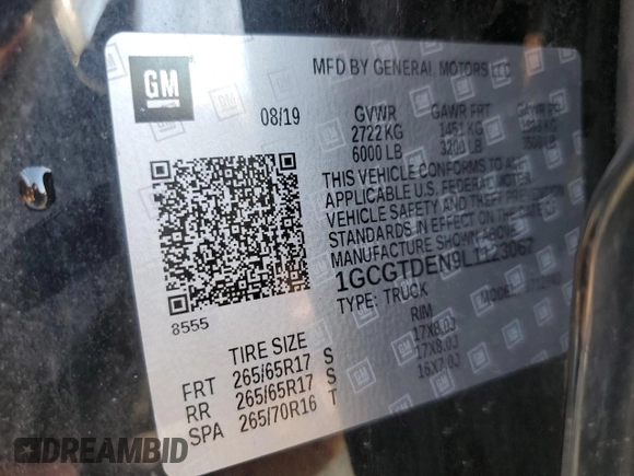 2020 Chevrolet Colorado 4WD Z71 z VIN 1GCGTDEN9L1123067, wystawiony jako Copart lot #48699045 z przebiegiem 43 329 mil mil oraz Szkoda całkowita • Salvage title. Historia ofert i sprzedaży dostępna na DreamBid. Obrazek 12.