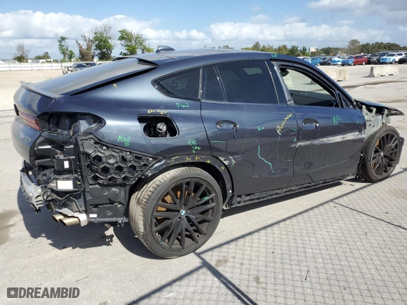 2022 BMW X6 M50i with VIN 5UXCY8C06N9K56709, listed as a Copart auction lot 80149504 with 46,614 mi miles and Salvage Title. Bid and sale history available at carsss.com. Image 3.
