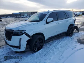 2022 Cadillac Escalade Sport z VIN 1GYS4FKL6NR215984, wystawiony jako Copart lot #46321485 z przebiegiem Nie podano mil oraz Szkoda całkowita • Salvage title. Historia ofert i sprzedaży dostępna na DreamBid. Obrazek 1.
