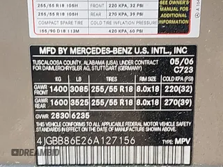 2006 Mercedes-Benz M 350 with VIN 4JGBB86E26A127156, listed as a IAAI auction lot 42062149 with 165,130 mi miles and . Bid and sale history available at DreamBid. Image 9.