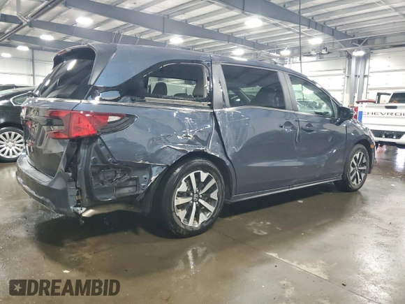 2025 Honda Odyssey EX-L с VIN 5FNRL6H66SB009185, выставлен на аукционе Copart как лот 57158115 с пробегом 8 541 миль миль и Списание • Salvage title. История ставок и продаж доступна на DreamBid. Изображение 3.