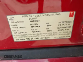 2014 Tesla Model S 60 with VIN 5YJSA1H14EFP63897, listed as a IAAI auction lot 42713272 with Not provided miles and . Bid and sale history available at DreamBid. Image 9.