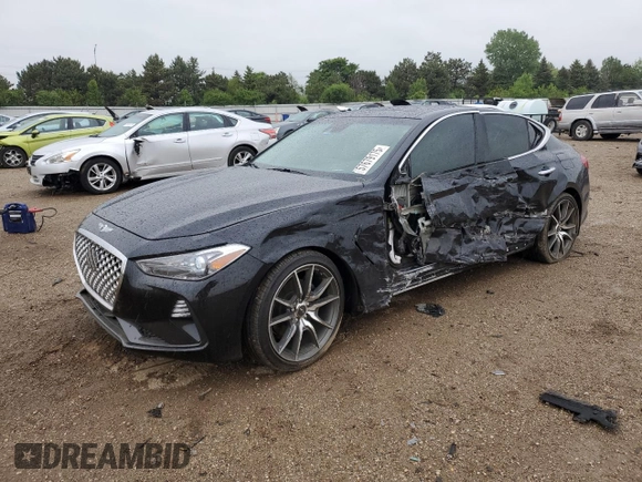 2021 Genesis G70 2.0T with VIN KMTG44LA3MU075175, listed as a Copart auction lot 57679175 with 89,864 mi miles and Salvage title. Bid and sale history available at DreamBid. Image 1.