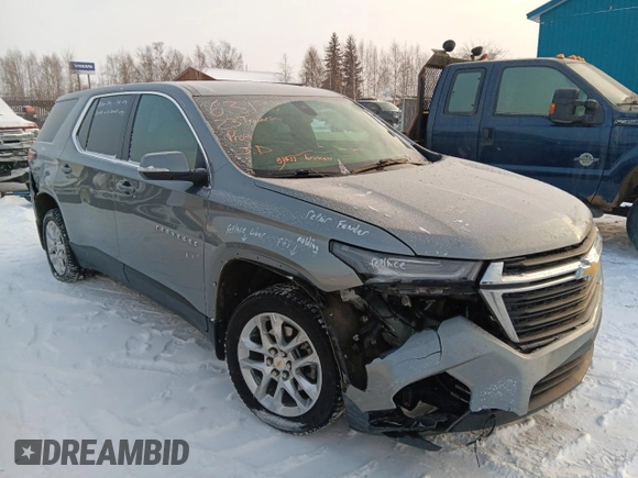 2023 Chevrolet Traverse LS with VIN 1GNEVFKW1PJ201929, listed as a Copart auction lot 42561545 with 56,165 mi miles and Salvage Title. Bid and sale history available at carsss.com. Image 4.