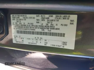 2015 Ford F-150 XL with VIN 1FTEW1CG2FFC70680, listed as a IAAI auction lot 41871782 with 143,875 mi miles. Bid and sale history available at carsss.com. Image 9.