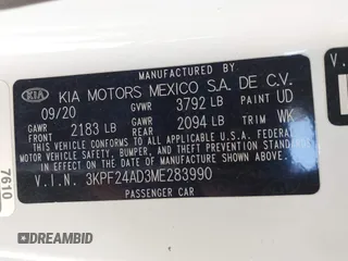 2021 Kia Forte LXS z VIN 3KPF24AD3ME283990, wystawiony jako IAAI lot #41839394 z przebiegiem 66 197 mil mil oraz . Historia ofert i sprzedaży dostępna na DreamBid. Obrazek 9.