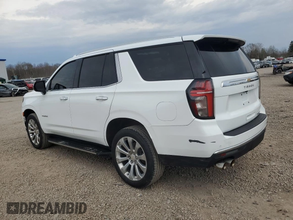 2023 Chevrolet Tahoe Premier with VIN 1GNSKSKD0PR217513, listed as a Copart auction lot 54702845 with 55,424 mi miles and Salvage title. Bid and sale history available at DreamBid. Image 2.