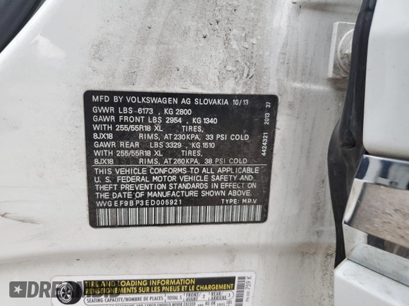 2014 Volkswagen Touareg Sport with VIN WVGEF9BP3ED005921, listed as a Copart auction lot 77372514 with 156,753 mi miles and Salvage Title. Bid and sale history available at DreamBid. Image 15.