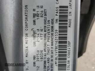 2012 Mazda 3 i Touring with VIN JM1BL1V78C1631539, listed as a Copart auction lot 53621565 with 178,815 mi miles and Salvage Title. Bid and sale history available at DreamBid. Image 12.