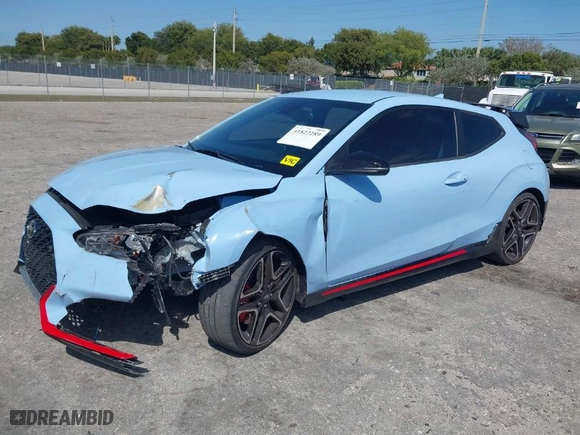 2022 Hyundai Veloster N with VIN KMHT36AH3NU013266, listed as a IAAI auction lot 41822289 with 14,715 mi miles. Bid and sale history available at carsss.com. Image 2.