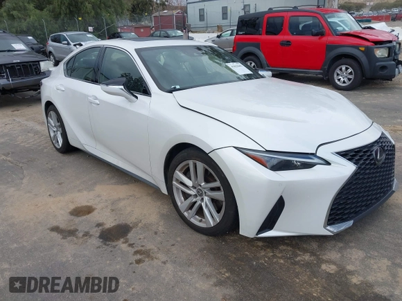 2021 Lexus IS with VIN JTHCA1D21M5116584, listed as a IAAI auction lot 41818401 with 56,354 mi miles. Bid and sale history available at carsss.com. Image 1.
