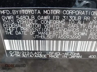 2010 Lexus LS 460 with VIN JTHBL5EF1A5093690, listed as a IAAI auction lot 41873176 with 125,809 mi miles. Bid and sale history available at carsss.com. Image 9.