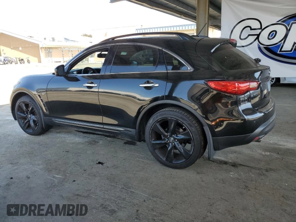 2015 Infiniti QX70 with VIN JN8CS1MW9FM482212, listed as a Copart auction lot 60725875 with 116,372 mi miles and Salvage title. Bid and sale history available at DreamBid. Image 2.