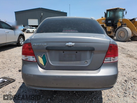 2006 Chevrolet Aveo LS with VIN KL1TD56666B540466, listed as a Copart auction lot 60418355 with 252,838 mi miles and Salvage title. Bid and sale history available at DreamBid. Image 6.
